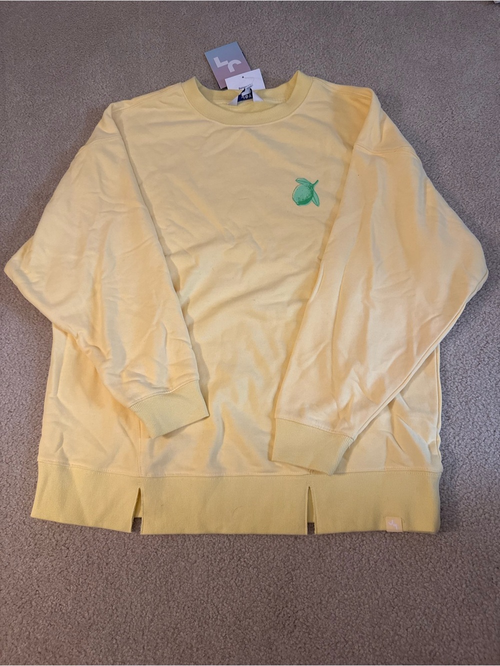 JoyLab Yellow Crewneck Sweatshirt with Green Lemon/Lime Logo